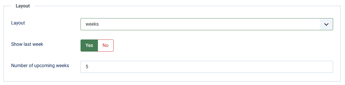 content calendar settings display layout
